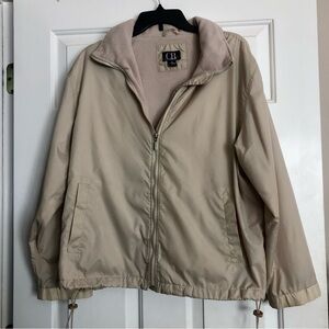 CB Casual Jacket Cream Light Tan Lightweight w/soft lining Hidden Hood Medium